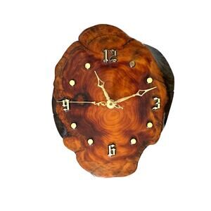 MCM Handmade Live Edge Burlwood Clock Made in USA Tested & Works